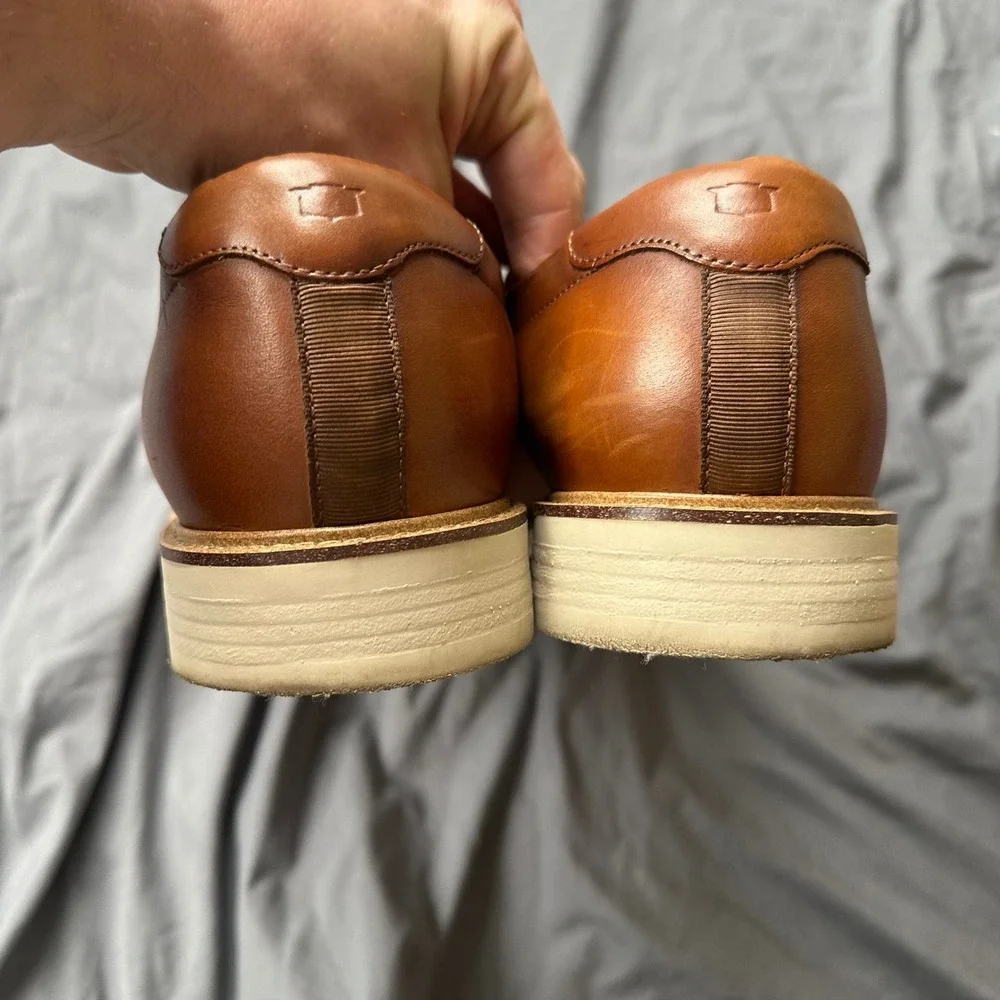 Florsheim Mens Fuel Plain Toe Oxford Cognac Brown Leather Dress Shoes  14M